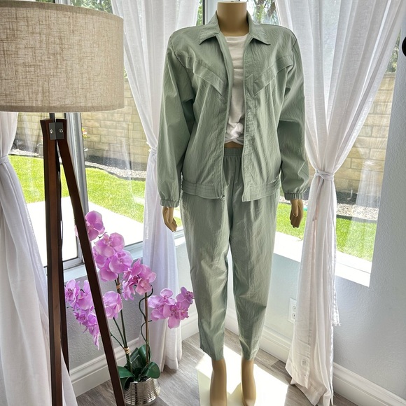 Womens Vintage Teddi 80s 90s Track Suit Light Green Size 12 Petite Medium - Picture 2 of 10